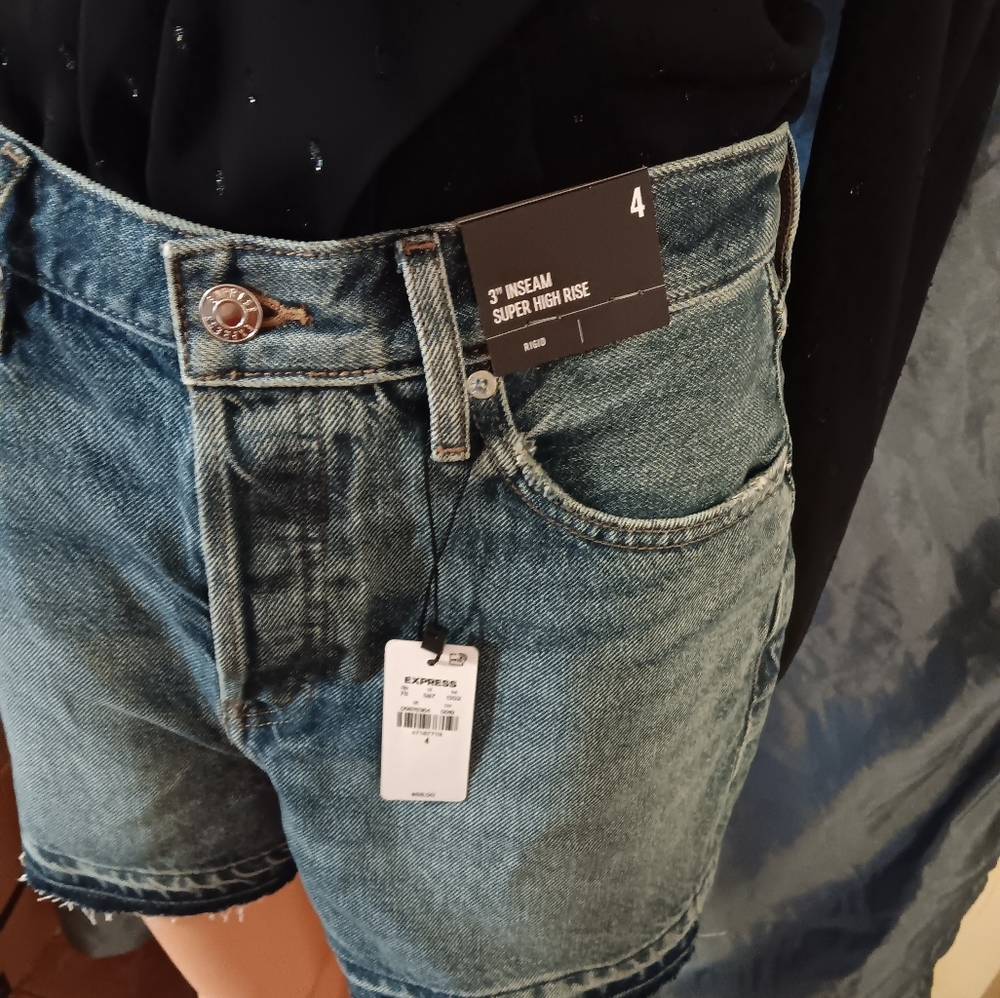 Express Blue Jeans with Natural Fading and Distressing